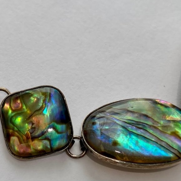 Vintage Sterling Silver Toggle Abalone Bracelet - Picture 12 of 14